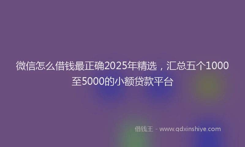微信怎么借钱最正确2025年精选，汇总五个1000至5000的小额贷款平台
