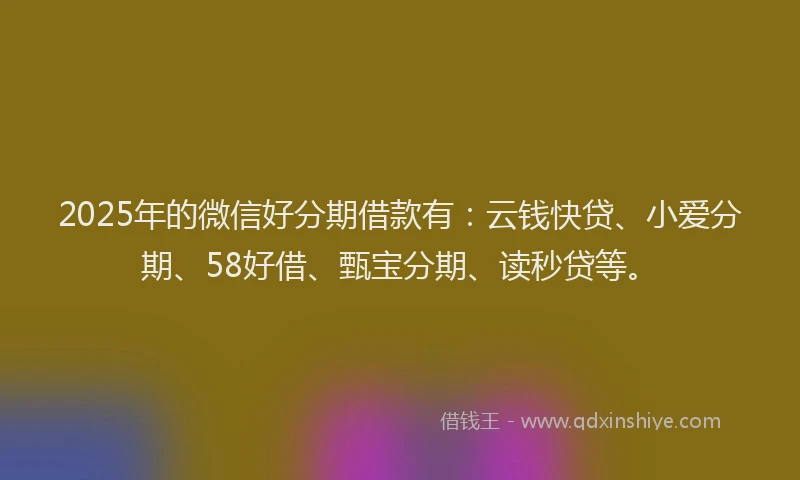 2025年的微信好分期借款有：云钱快贷、小爱分期、58好借、甄宝分期、读秒贷等。