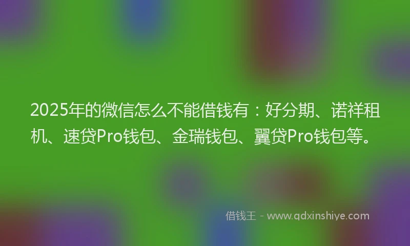 2025年的微信怎么不能借钱有：好分期、诺祥租机、速贷Pro钱包、金瑞钱包、翼贷Pro钱包等。
