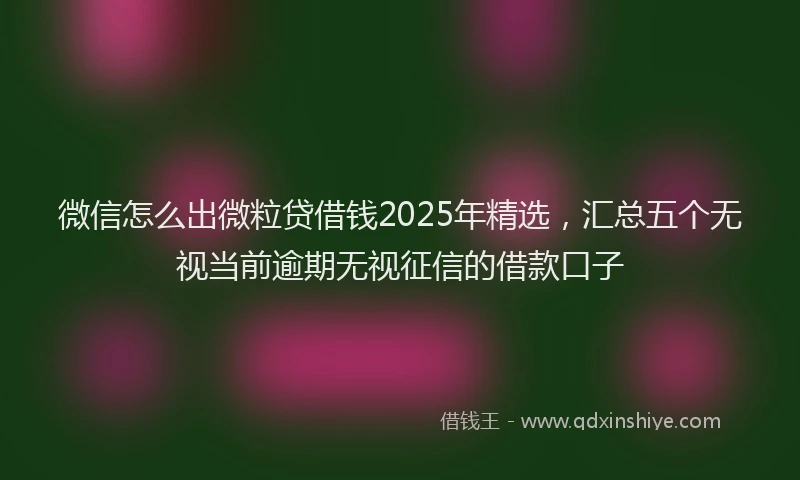 微信怎么出微粒贷借钱2025年精选，汇总五个无视当前逾期无视征信的借款口子