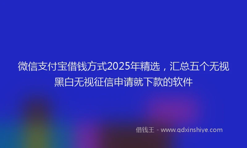微信支付宝借钱方式2025年精选，汇总五个无视黑白无视征信申请就下款的软件