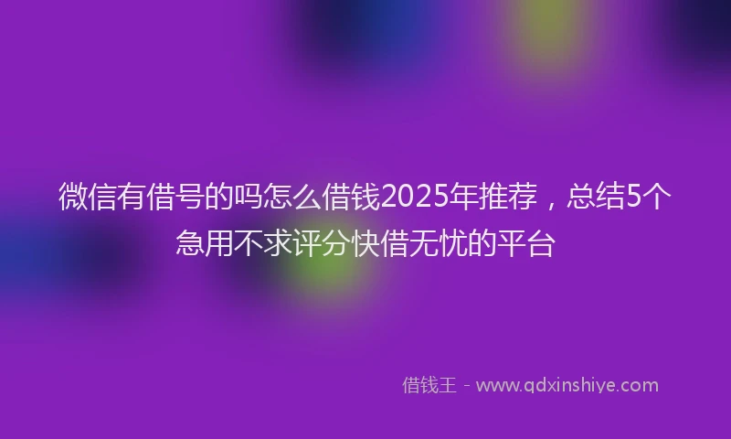 微信有借号的吗怎么借钱2025年推荐，总结5个急用不求评分快借无忧的平台
