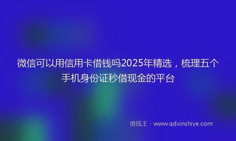 微信可以用信用卡借钱吗2025年精选，梳理五个手机身份证秒借现金的平台