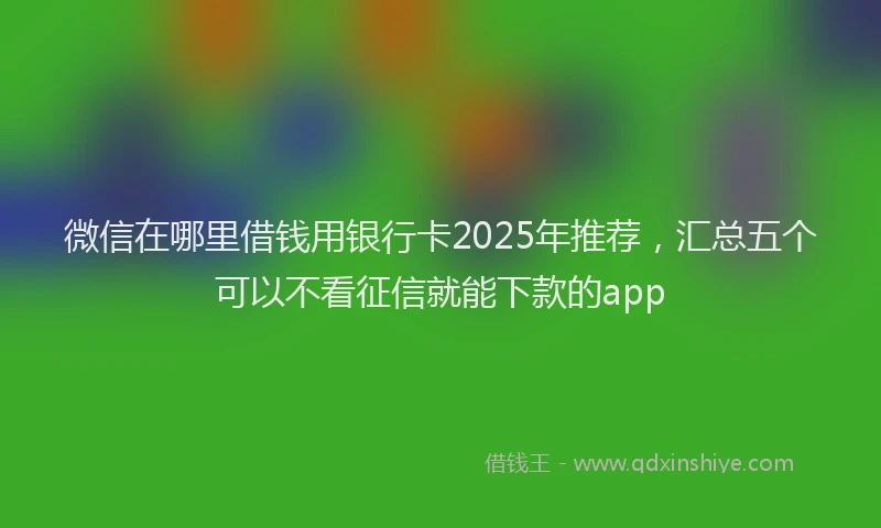 微信在哪里借钱用银行卡2025年推荐，汇总五个可以不看征信就能下款的app