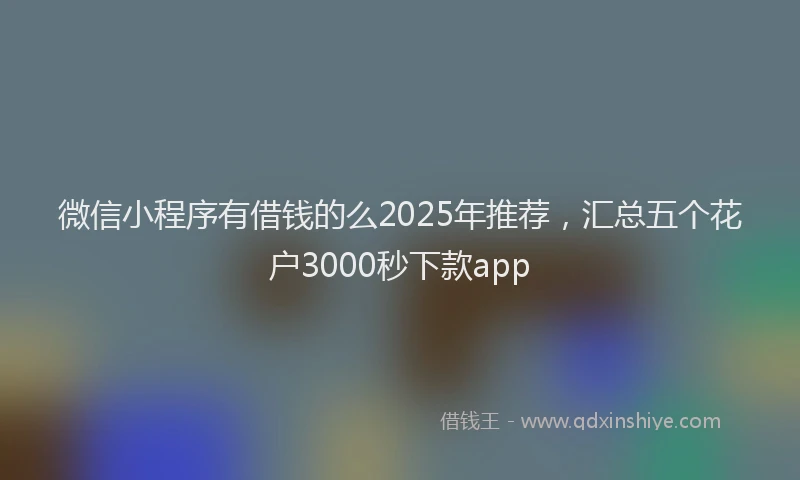 微信小程序有借钱的么2025年推荐，汇总五个花户3000秒下款app