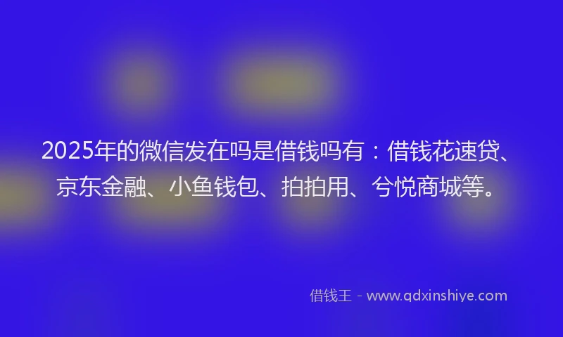2025年的微信发在吗是借钱吗有：借钱花速贷、京东金融、小鱼钱包、拍拍用、兮悦商城等。
