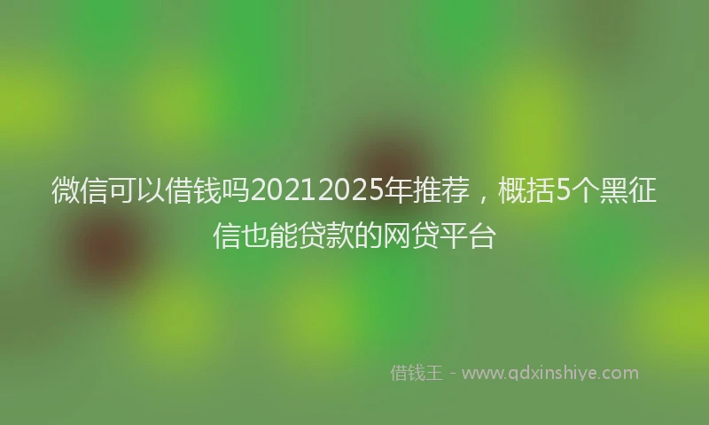 微信可以借钱吗20212025年推荐，概括5个黑征信也能贷款的网贷平台