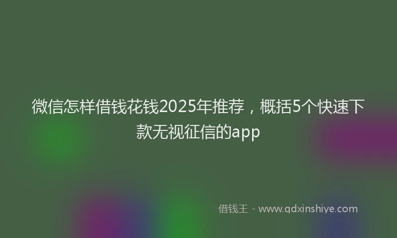 微信怎样借钱花钱2025年推荐，概括5个快速下款无视征信的app