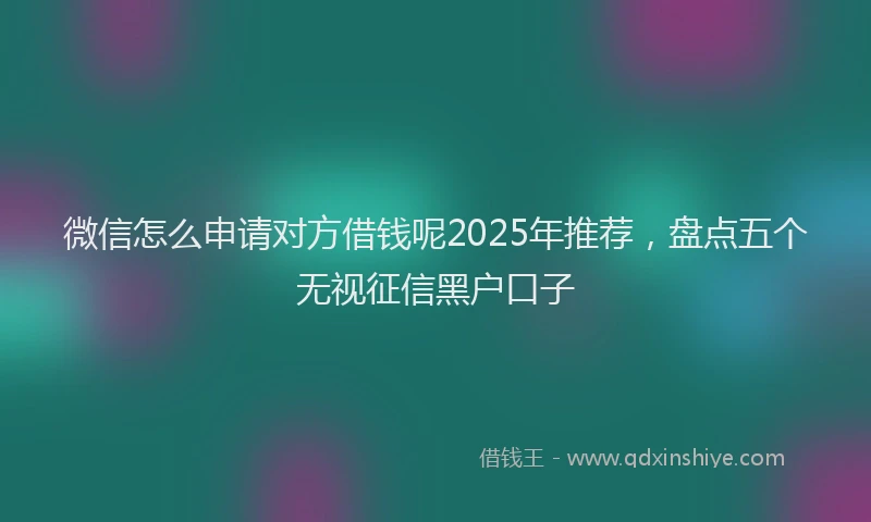 微信怎么申请对方借钱呢2025年推荐，盘点五个无视征信黑户口子