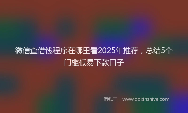 微信查借钱程序在哪里看2025年推荐，总结5个门槛低易下款口子