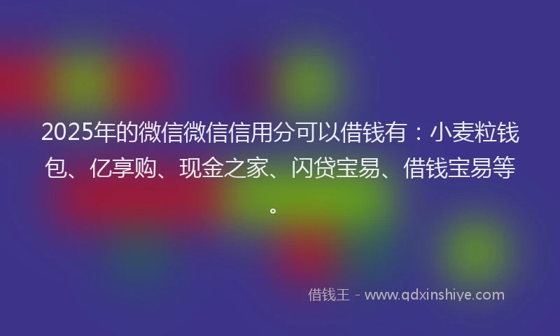 2025年的微信微信信用分可以借钱有：小麦粒钱包、亿享购、现金之家、闪贷宝易、借钱宝易等。