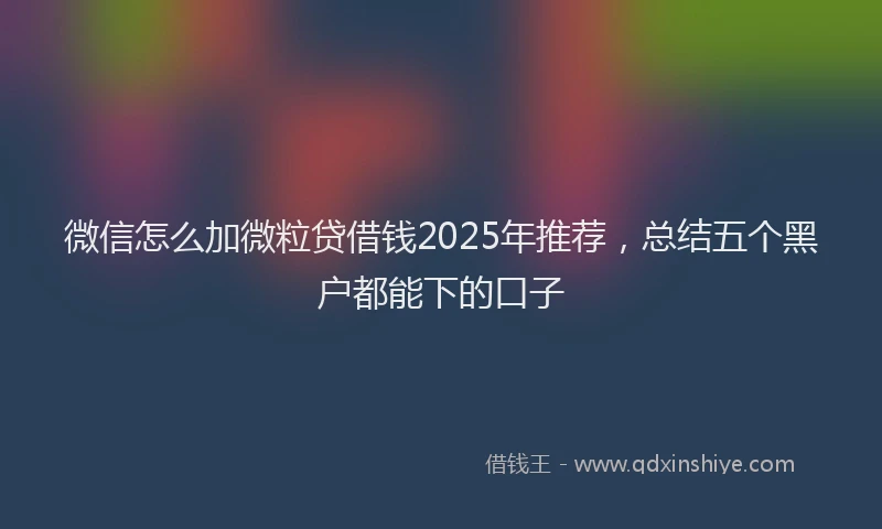 微信怎么加微粒贷借钱2025年推荐，总结五个黑户都能下的口子