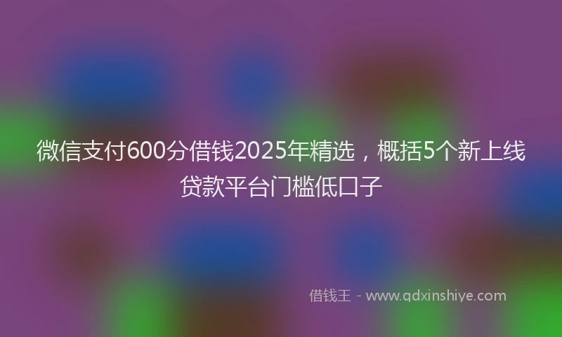 微信支付600分借钱2025年精选，概括5个新上线贷款平台门槛低口子