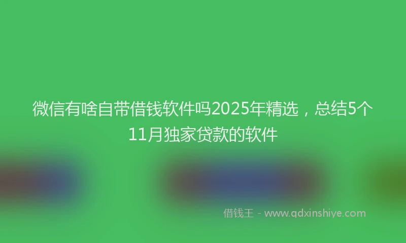 微信有啥自带借钱软件吗2025年精选，总结5个11月独家贷款的软件