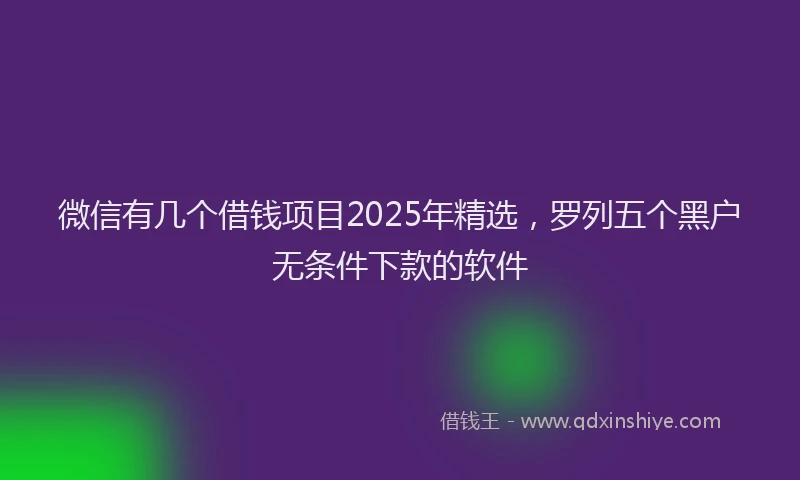 微信有几个借钱项目2025年精选，罗列五个黑户无条件下款的软件