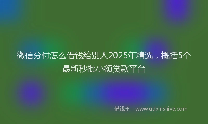 微信分付怎么借钱给别人2025年精选，概括5个最新秒批小额贷款平台