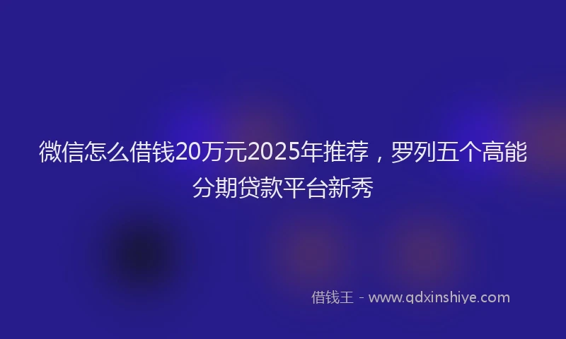 微信怎么借钱20万元2025年推荐，罗列五个高能分期贷款平台新秀