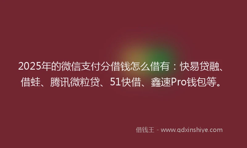 2025年的微信支付分借钱怎么借有：快易贷融、借蛙、腾讯微粒贷、51快借、鑫速Pro钱包等。