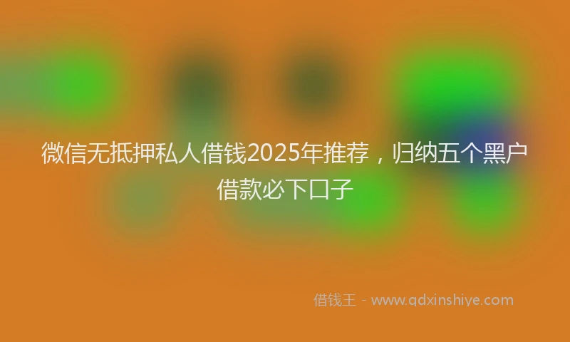 微信无抵押私人借钱2025年推荐，归纳五个黑户借款必下口子