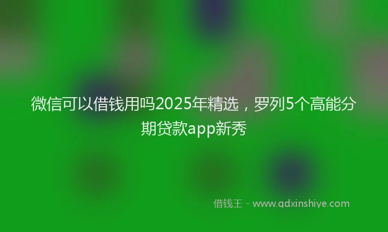 微信可以借钱用吗2025年精选，罗列5个高能分期贷款app新秀