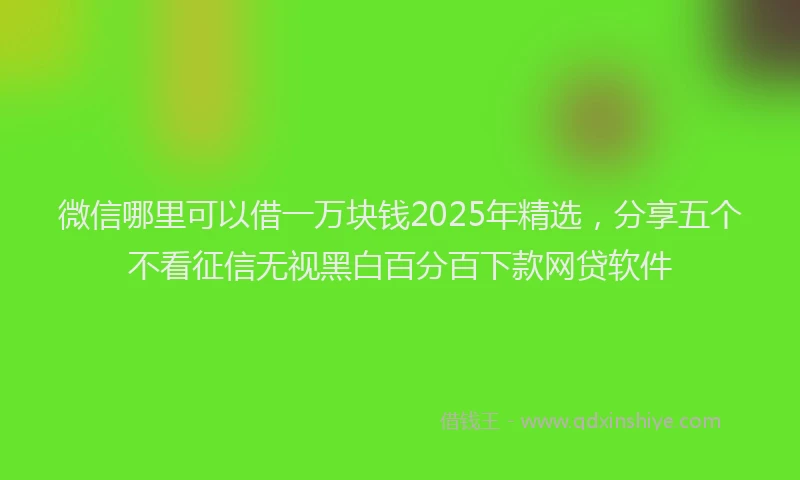 微信哪里可以借一万块钱2025年精选，分享五个不看征信无视黑白百分百下款网贷软件