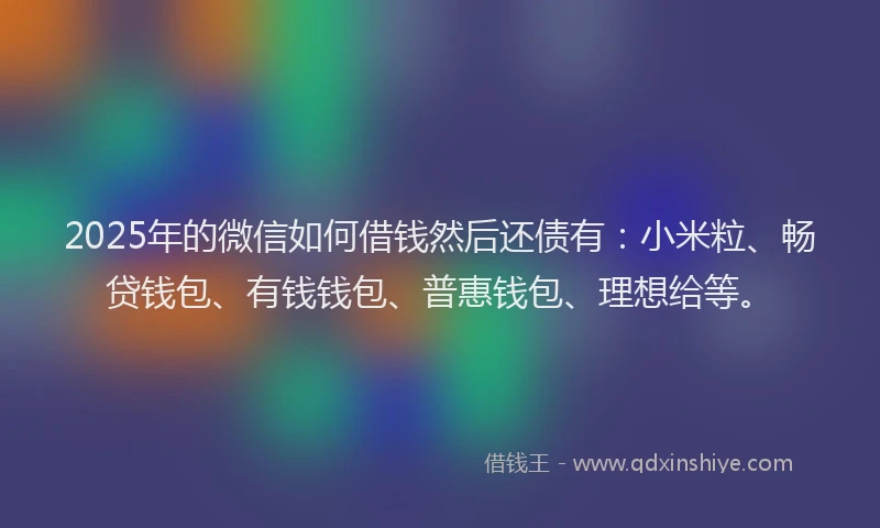 2025年的微信如何借钱然后还债有：小米粒、畅贷钱包、有钱钱包、普惠钱包、理想给等。
