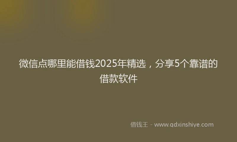 微信点哪里能借钱2025年精选，分享5个靠谱的借款软件