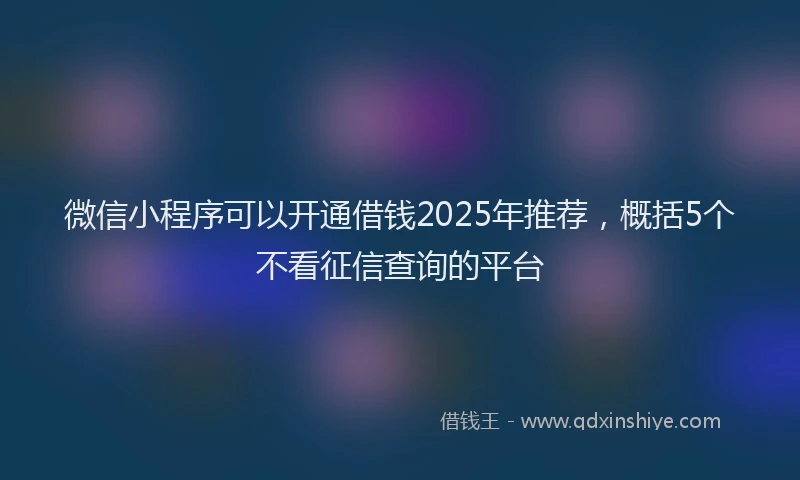 微信小程序可以开通借钱2025年推荐，概括5个不看征信查询的平台