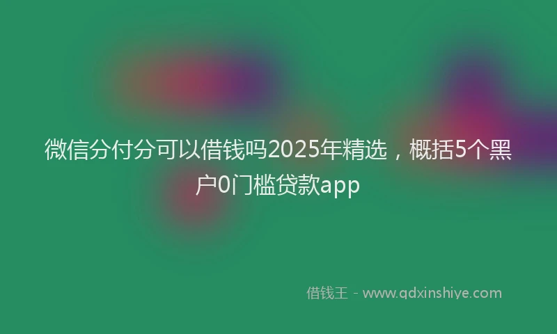 微信分付分可以借钱吗2025年精选，概括5个黑户0门槛贷款app