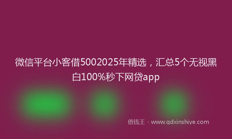 微信平台小客借5002025年精选，汇总5个无视黑白100%秒下网贷app
