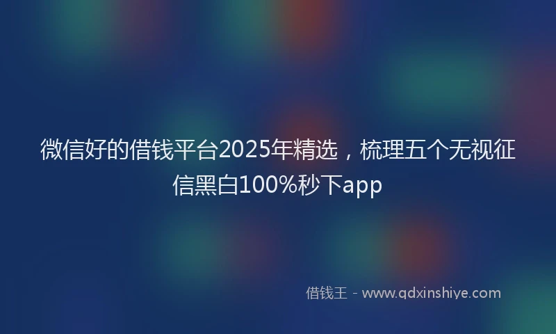 微信好的借钱平台2025年精选，梳理五个无视征信黑白100%秒下app