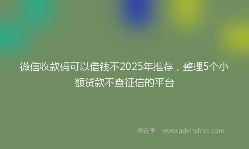 微信收款码可以借钱不2025年推荐，整理5个小额贷款不查征信的平台