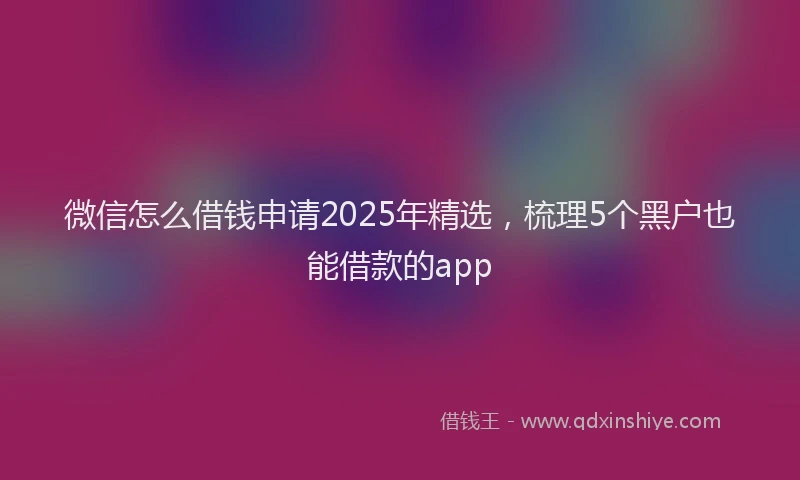 微信怎么借钱申请2025年精选，梳理5个黑户也能借款的app