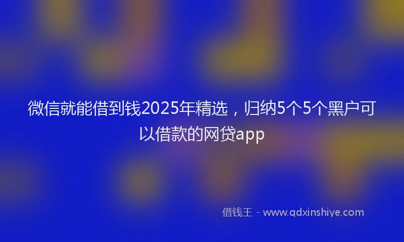 微信就能借到钱2025年精选，归纳5个5个黑户可以借款的网贷app