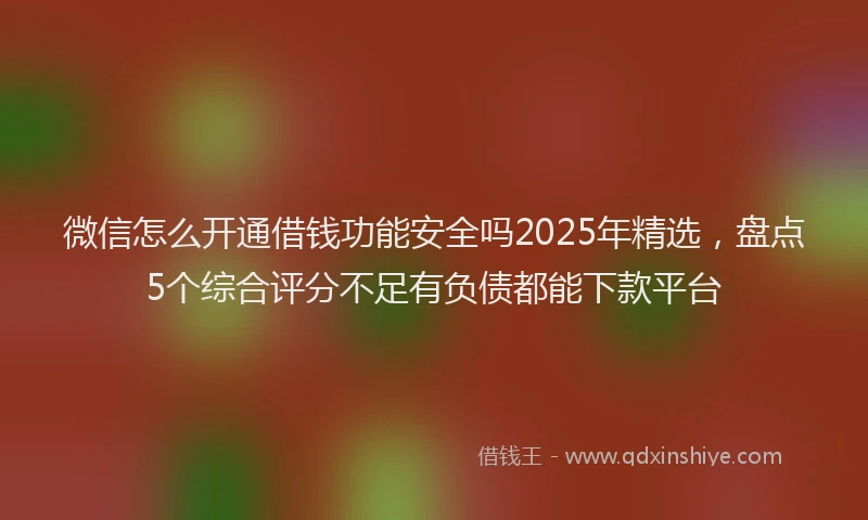 微信怎么开通借钱功能安全吗2025年精选，盘点5个综合评分不足有负债都能下款平台
