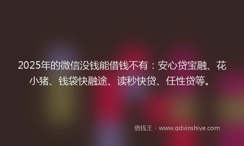 2025年的微信没钱能借钱不有：安心贷宝融、花小猪、钱袋快融途、读秒快贷、任性贷等。