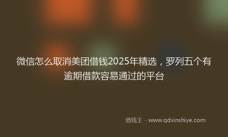 微信怎么取消美团借钱2025年精选，罗列五个有逾期借款容易通过的平台