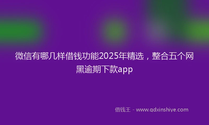微信有哪几样借钱功能2025年精选，整合五个网黑逾期下款app