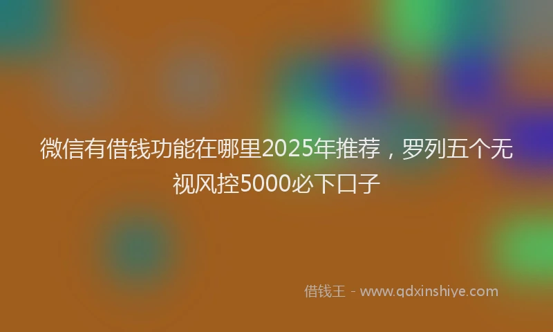微信有借钱功能在哪里2025年推荐，罗列五个无视风控5000必下口子