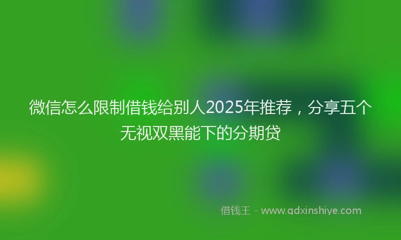 微信怎么限制借钱给别人2025年推荐，分享五个无视双黑能下的分期贷