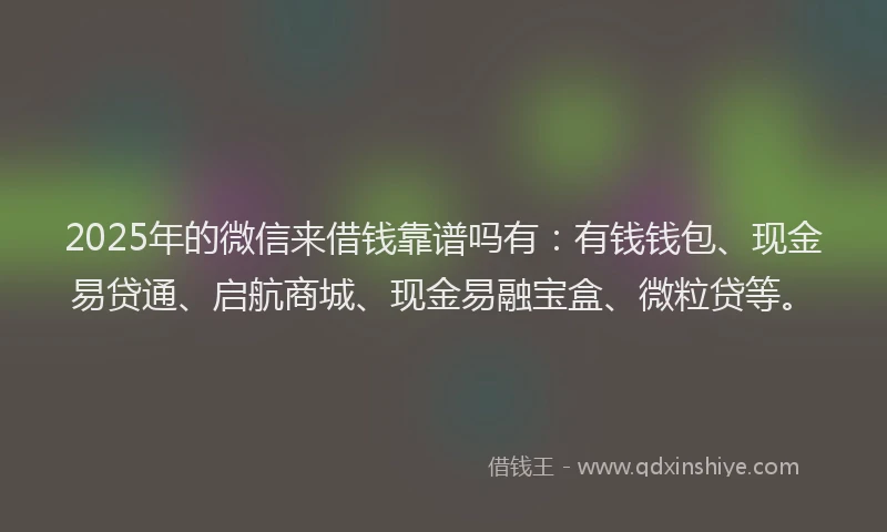 2025年的微信来借钱靠谱吗有：有钱钱包、现金易贷通、启航商城、现金易融宝盒、微粒贷等。