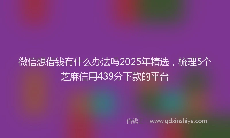 微信想借钱有什么办法吗2025年精选，梳理5个芝麻信用439分下款的平台