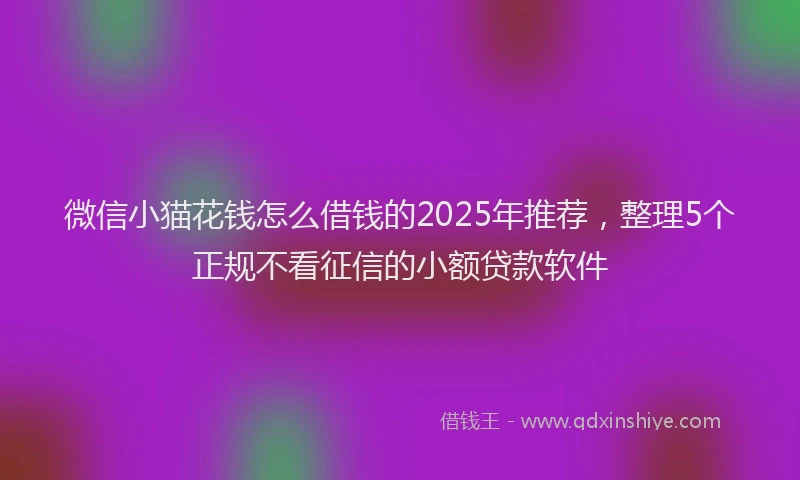 微信小猫花钱怎么借钱的2025年推荐，整理5个正规不看征信的小额贷款软件