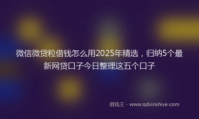 微信微贷粒借钱怎么用2025年精选，归纳5个最新网贷口子今日整理这五个口子