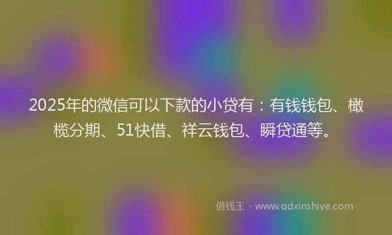 2025年的微信可以下款的小贷有：有钱钱包、橄榄分期、51快借、祥云钱包、瞬贷通等。