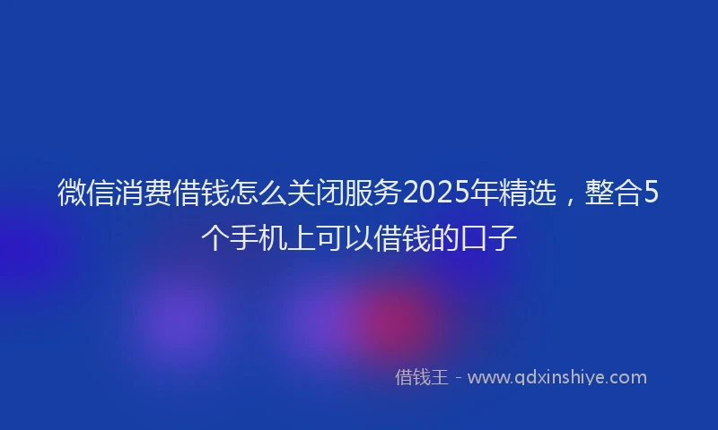 微信消费借钱怎么关闭服务2025年精选，整合5个手机上可以借钱的口子