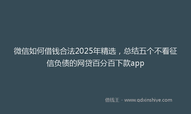 微信如何借钱合法2025年精选，总结五个不看征信负债的网贷百分百下款app