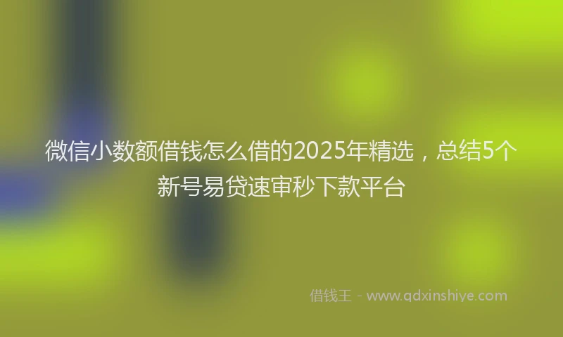 微信小数额借钱怎么借的2025年精选，总结5个新号易贷速审秒下款平台