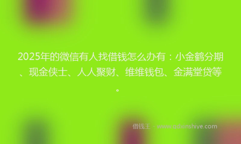 2025年的微信有人找借钱怎么办有：小金鹤分期、现金侠士、人人聚财、维维钱包、金满堂贷等。