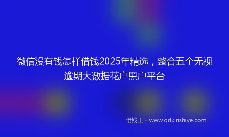 微信没有钱怎样借钱2025年精选，整合五个无视逾期大数据花户黑户平台
